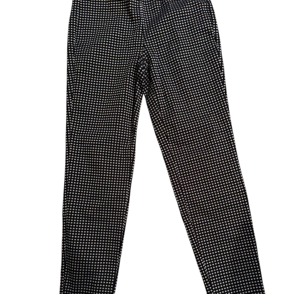 Joan Vass Black and White Patterned Skinny Pull On Pants Size Small